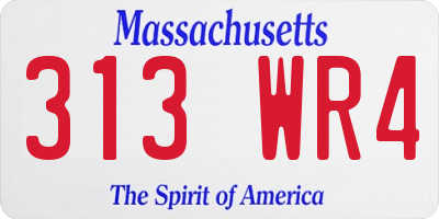 MA license plate 313WR4