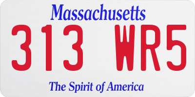 MA license plate 313WR5