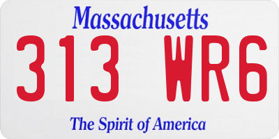 MA license plate 313WR6