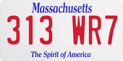 MA license plate 313WR7