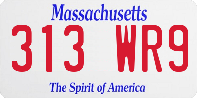 MA license plate 313WR9