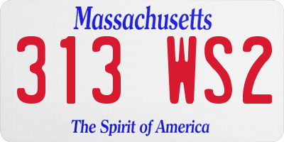 MA license plate 313WS2
