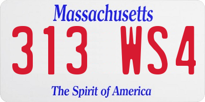 MA license plate 313WS4