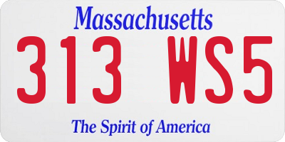 MA license plate 313WS5