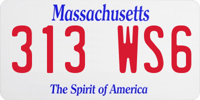 MA license plate 313WS6