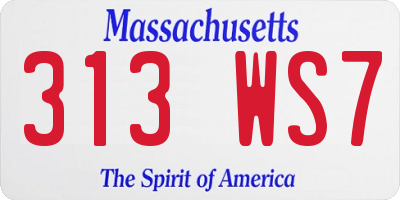 MA license plate 313WS7