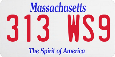 MA license plate 313WS9