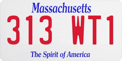 MA license plate 313WT1