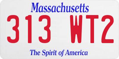 MA license plate 313WT2