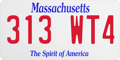 MA license plate 313WT4