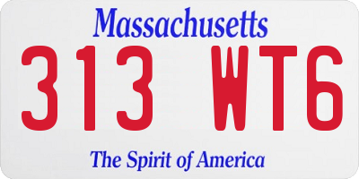 MA license plate 313WT6