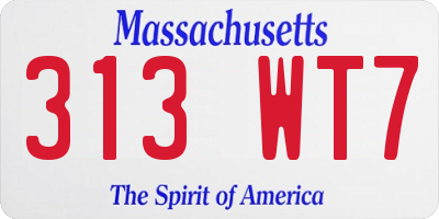 MA license plate 313WT7