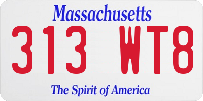 MA license plate 313WT8