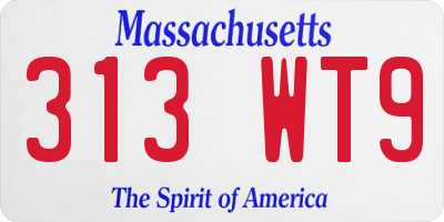 MA license plate 313WT9