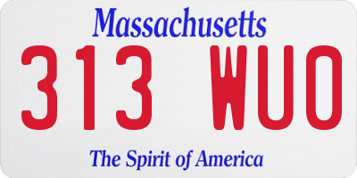 MA license plate 313WU0