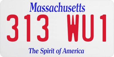 MA license plate 313WU1