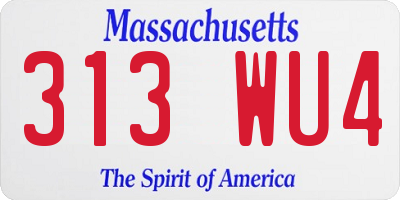 MA license plate 313WU4
