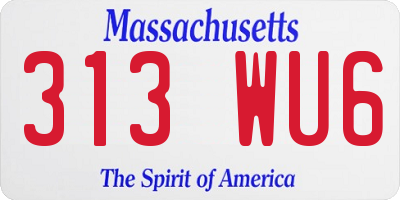 MA license plate 313WU6