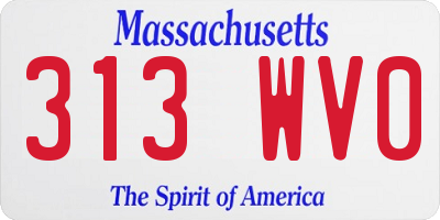 MA license plate 313WV0