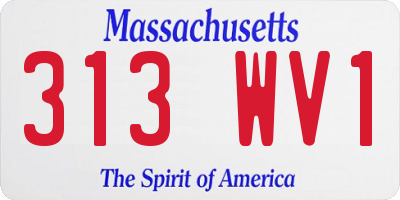 MA license plate 313WV1