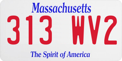 MA license plate 313WV2