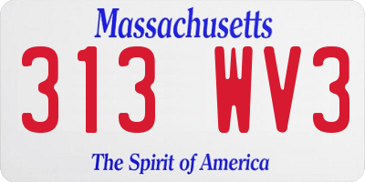 MA license plate 313WV3