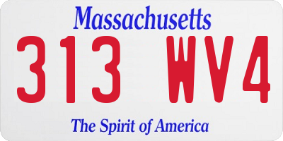 MA license plate 313WV4
