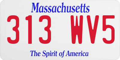 MA license plate 313WV5