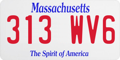 MA license plate 313WV6