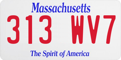 MA license plate 313WV7