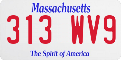 MA license plate 313WV9