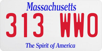 MA license plate 313WW0