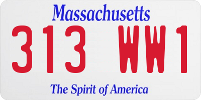 MA license plate 313WW1