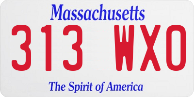 MA license plate 313WX0