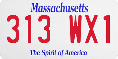 MA license plate 313WX1