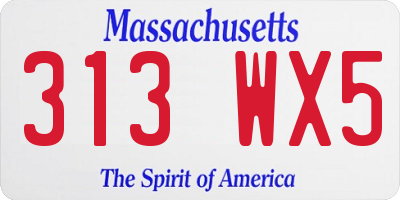 MA license plate 313WX5