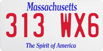 MA license plate 313WX6