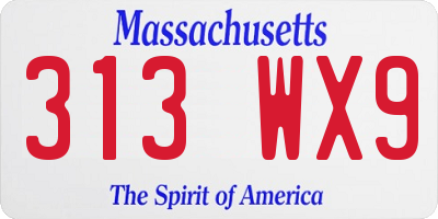 MA license plate 313WX9