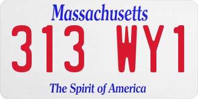 MA license plate 313WY1