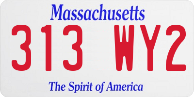MA license plate 313WY2