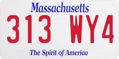 MA license plate 313WY4