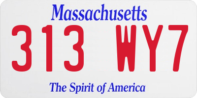 MA license plate 313WY7