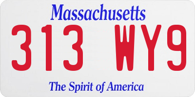 MA license plate 313WY9