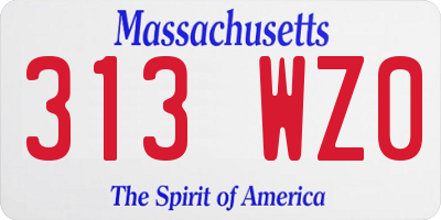 MA license plate 313WZ0