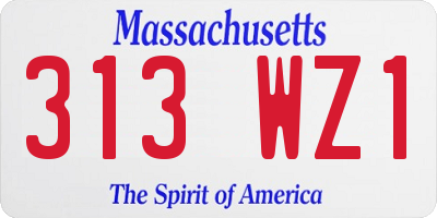 MA license plate 313WZ1