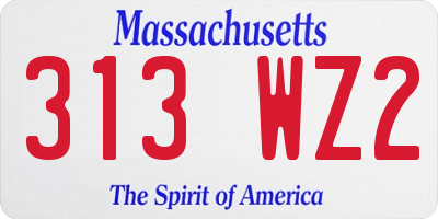 MA license plate 313WZ2