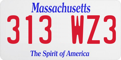 MA license plate 313WZ3