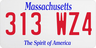 MA license plate 313WZ4