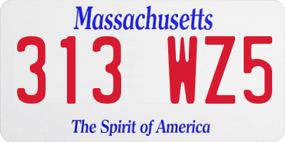 MA license plate 313WZ5