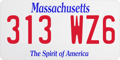 MA license plate 313WZ6